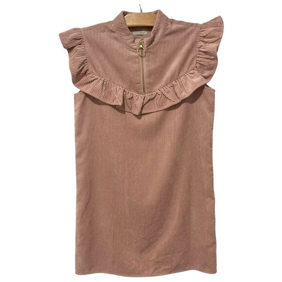 Scotch and Soda | Dress Corduroy Ruffle Pink Blush Sleeveless Girls- Size 14 - Picture 1 of 8